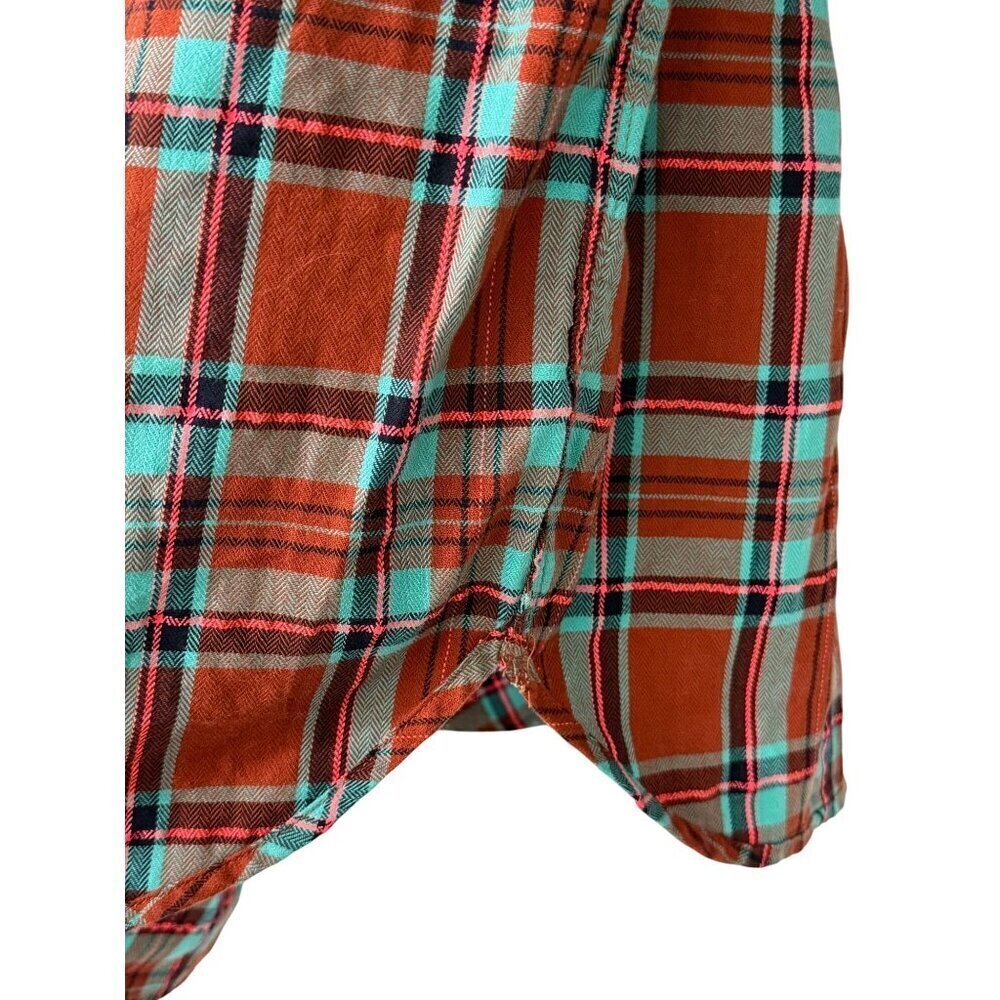 Scotch & Soda Women's Plaid Flannel Button Down Shirt Roll Tab Sleeves Size S - Picture 10 of 14
